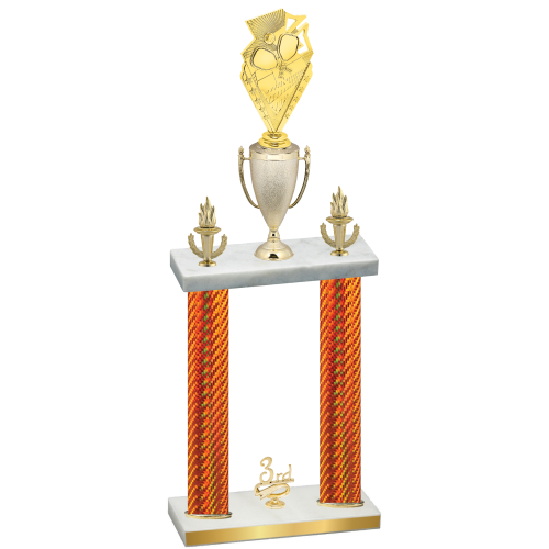 Double Orange Carbon Fiber Third Place Pickleball Trophy