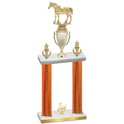 Double Orange Carbon Fiber Third Place Horses Trophy