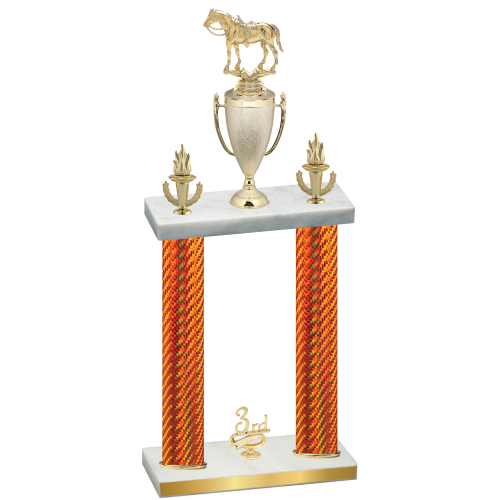 Double Orange Carbon Fiber Third Place Horses Trophy