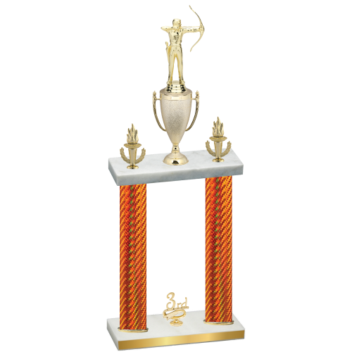Double Orange Carbon Fiber Third Place Archery Trophy