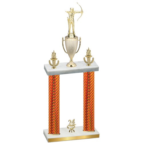 Double Orange Carbon Fiber Year Archery Trophy