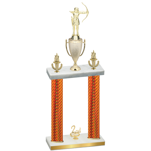 Double Orange Carbon Fiber Second Place Archery Trophy