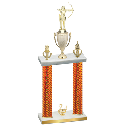 Double Orange Carbon Fiber Second Place Archery Trophy
