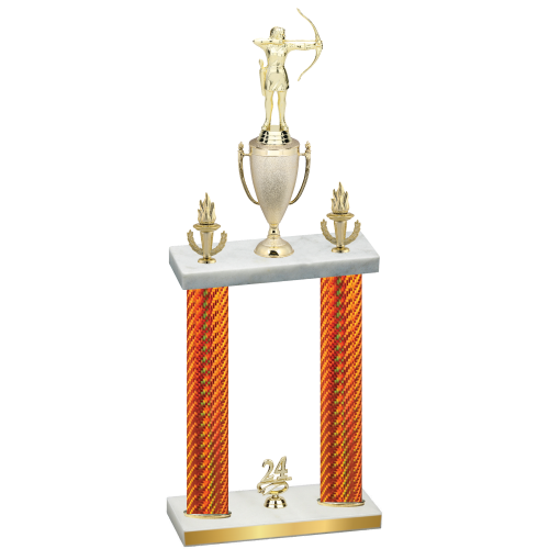 Double Orange Carbon Fiber Year Archery Trophy