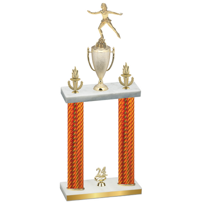 Double Orange Carbon Fiber Year Skater Trophy