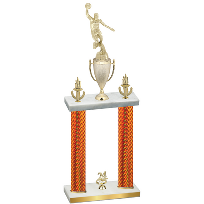 Double Orange Carbon Fiber Year Basketball Trophy
