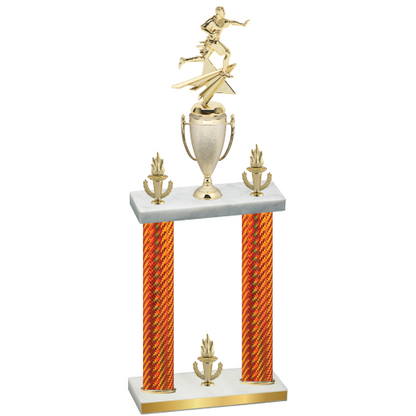 Double Orange Carbon Fiber Victory Flag Football Trophy