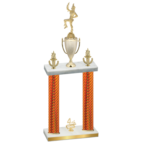 Double Orange Carbon Fiber Fourth Place Majorette Trophy