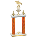 Double Orange Carbon Fiber First Place Fishing Trophy
