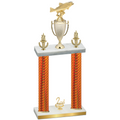Double Orange Carbon Fiber Second Place Fishing Trophy