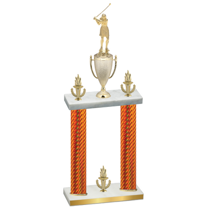 Double Orange Carbon Fiber Victory Golf Trophy