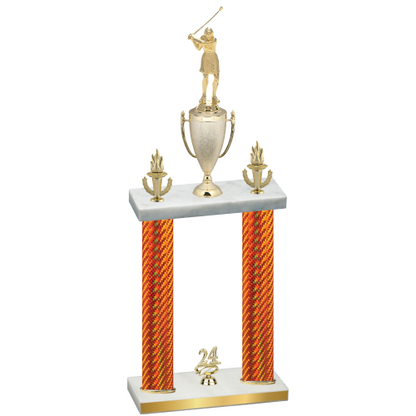 Double Orange Carbon Fiber Year Golf Trophy