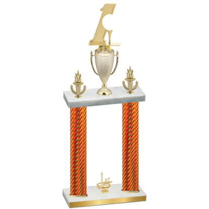 Double Orange Carbon Fiber First Place Golf Trophy