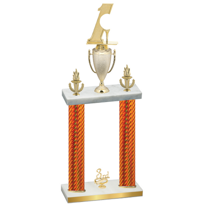 Double Orange Carbon Fiber Third Place Golf Trophy