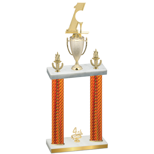 Double Orange Carbon Fiber Fourth Place Golf Trophy