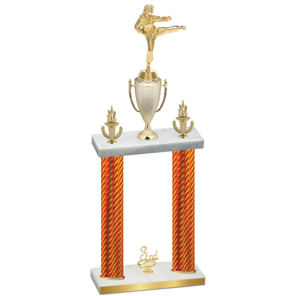 Double Orange Carbon Fiber Third Place Karate Trophy