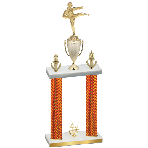 Double Orange Carbon Fiber Fourth Place Karate Trophy