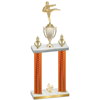 Double Orange Carbon Fiber Fourth Place Karate Trophy