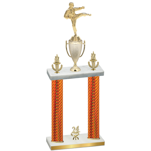 Double Orange Carbon Fiber Year Karate Trophy