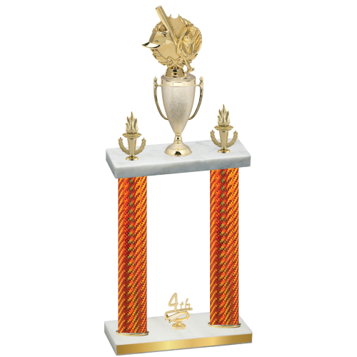 Double Orange Carbon Fiber Fourth Place Baseball Trophy