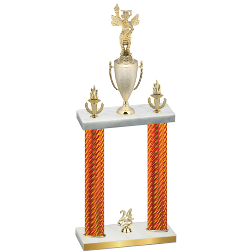 Double Orange Carbon Fiber Year Academics Trophy