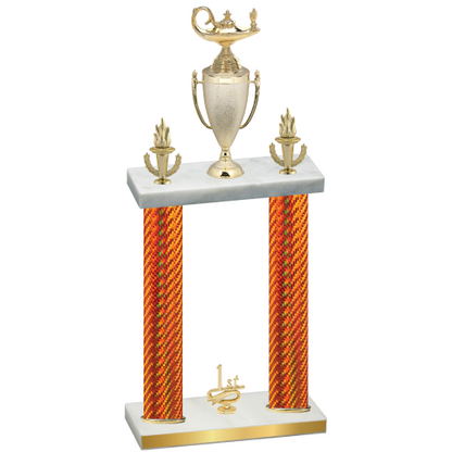 Double Orange Carbon Fiber First Place Academics Trophy