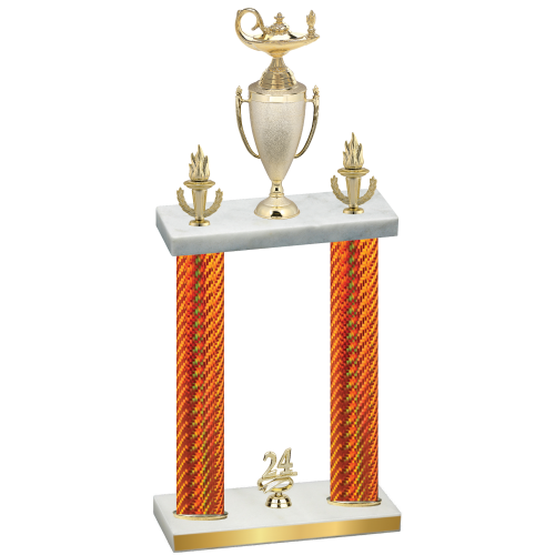 Double Orange Carbon Fiber Year Academics Trophy