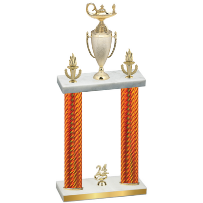 Double Orange Carbon Fiber Year Academics Trophy