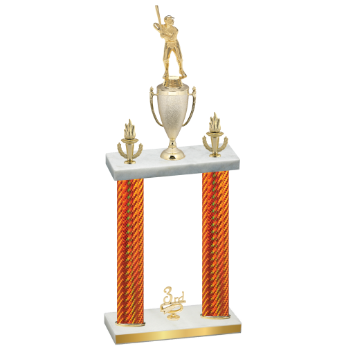 Double Orange Carbon Fiber Third Place Baseball Trophy