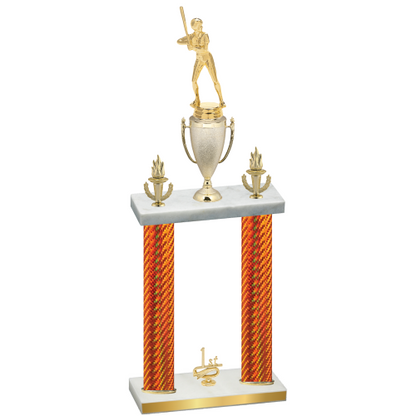 Double Orange Carbon Fiber First Place Softball Trophy
