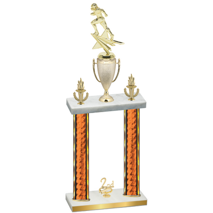 Double Orange Glacier Second Place Football Trophy