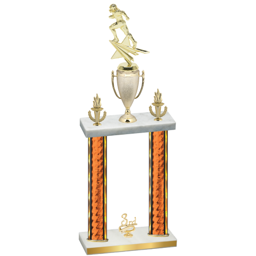 Double Orange Glacier Third Place Football Trophy