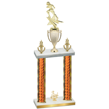 Double Orange Glacier Third Place Football Trophy