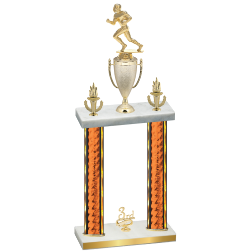 Double Orange Glacier Third Place Football Trophy