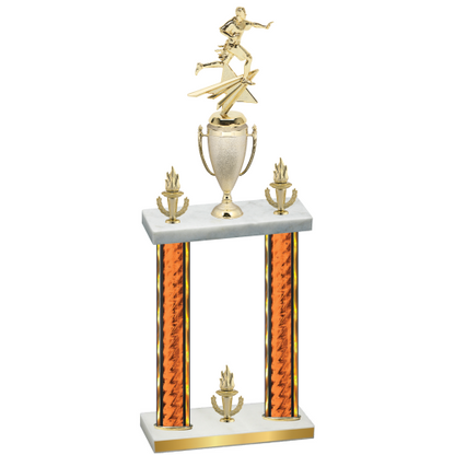Double Orange Glacier Victory Flag Football Trophy