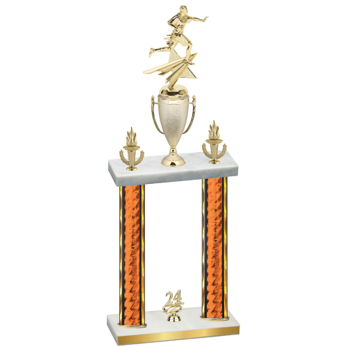 Double Orange Glacier Year Flag Football Trophy