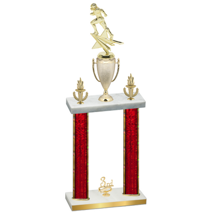 Double Red Glacier Third Place Football Trophy