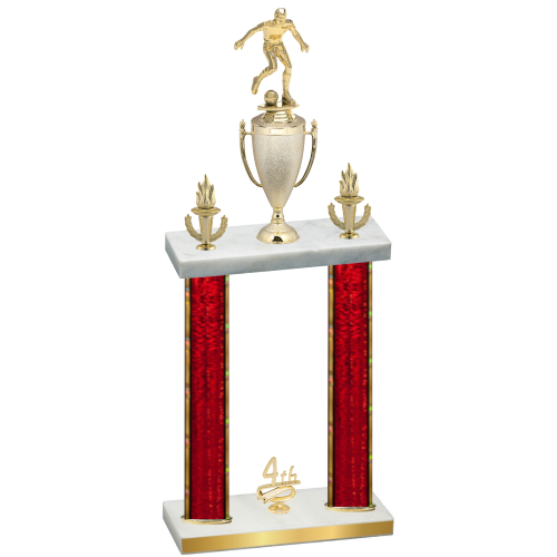 Double Red Glacier Fourth Place Soccer Trophy