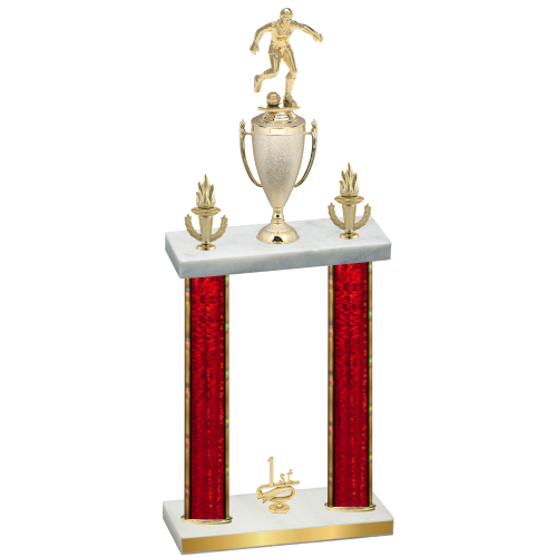 Double Red Glacier First Place Soccer Trophy