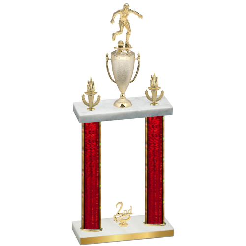 Double Red Glacier Second Place Soccer Trophy