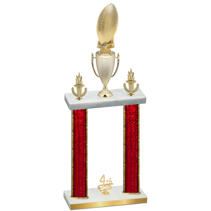 Double Red Glacier Fourth Place Football Trophy