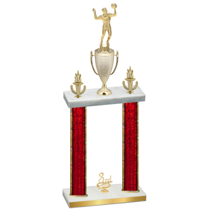 Double Red Glacier Third Place Volleyball Trophy