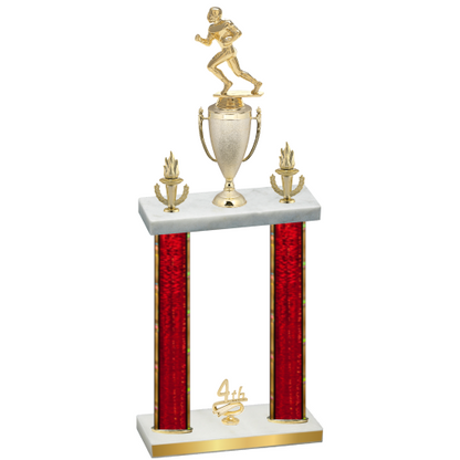 Double Red Glacier Fourth Place Football Trophy
