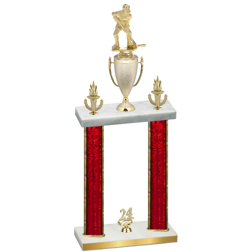 Double Red Glacier Year Hockey Trophy