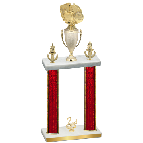 Double Red Glacier Second Place Basketball Trophy