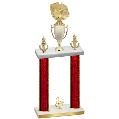 Double Red Glacier Third Place Basketball Trophy