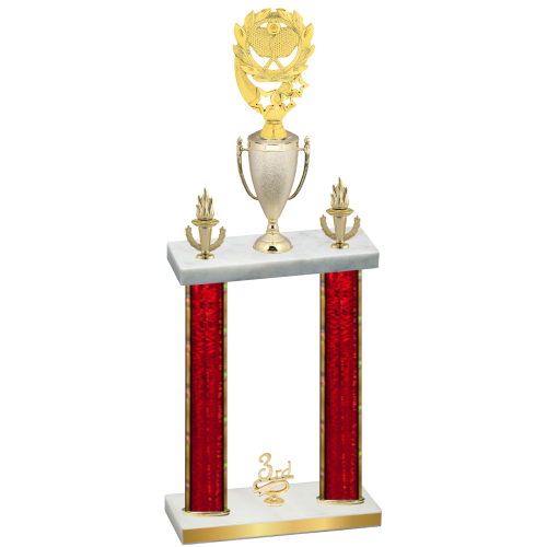 Double Red Glacier Third Place Pickleball Trophy