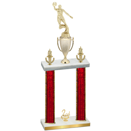 Double Red Glacier Second Place Basketball Trophy