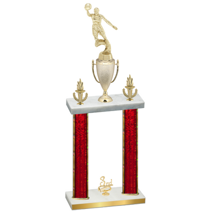 Double Red Glacier Third Place Basketball Trophy