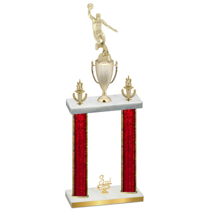 Double Red Glacier Third Place Basketball Trophy